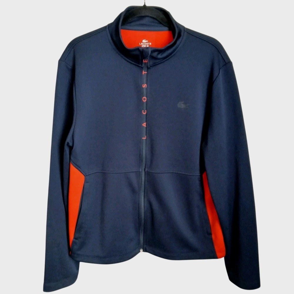 LACOSTE SPORT Mens Ultra Dry Double Face Full Zip Track Sweatshirt Jacket Navy L